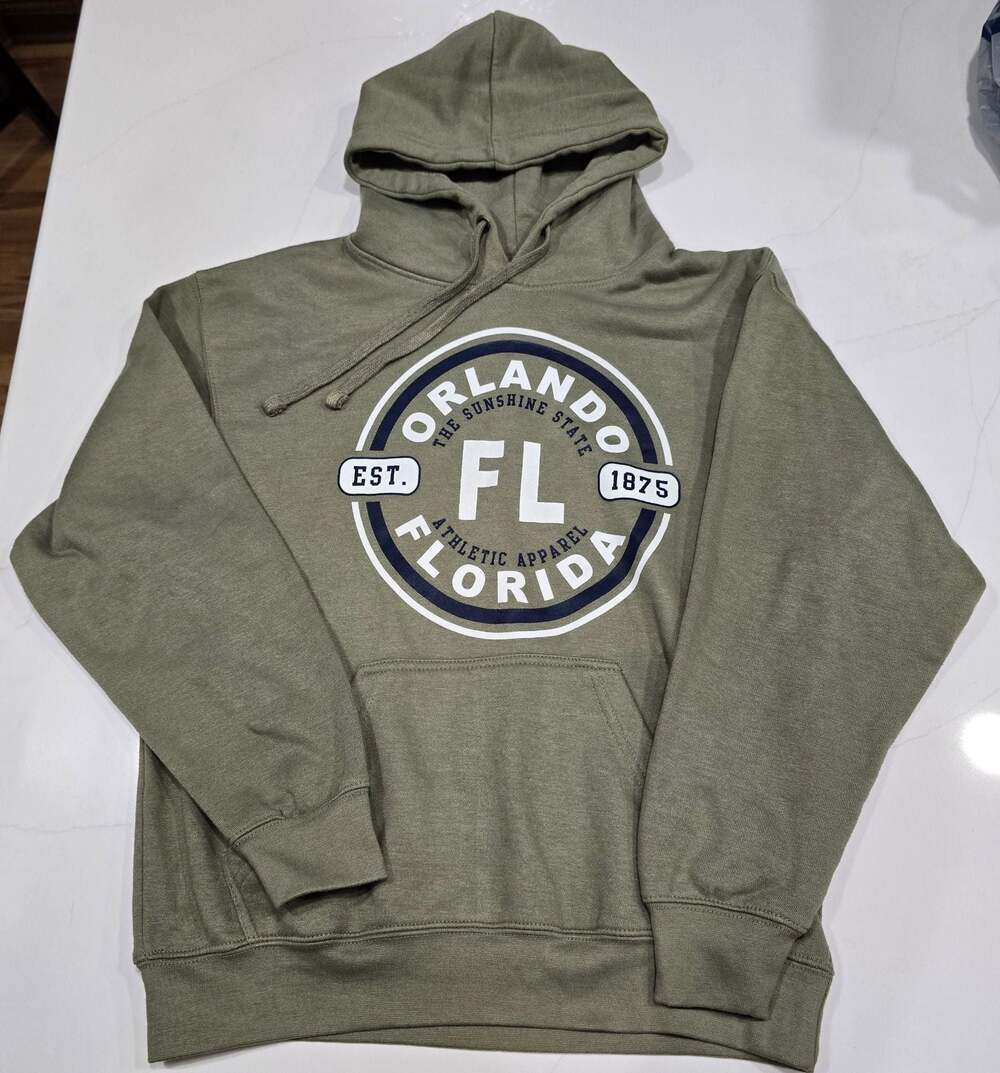 Pacific & Co. Orlando Florida Athletic Apparel Olive Green Hoodie